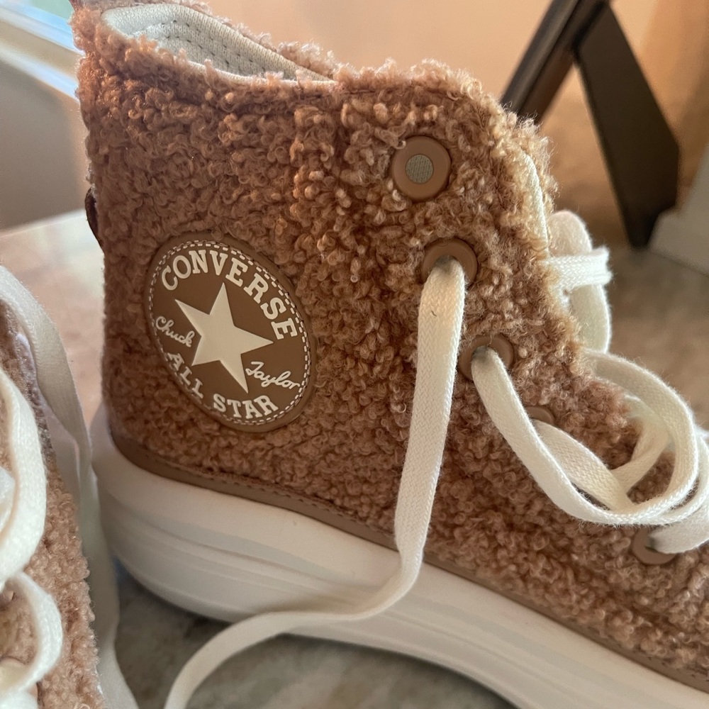 Converse All Star Move HI Platform Sherpa Women Brown Size 7.5 New w/o Box